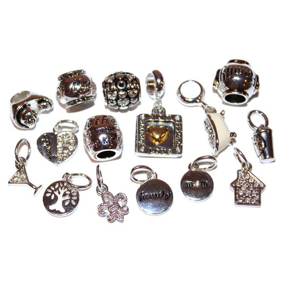 DaVinci Charm Bead Lot of 15 (for bracelets) Mother Mom Family Silver NWOT - Picture 1 of 4